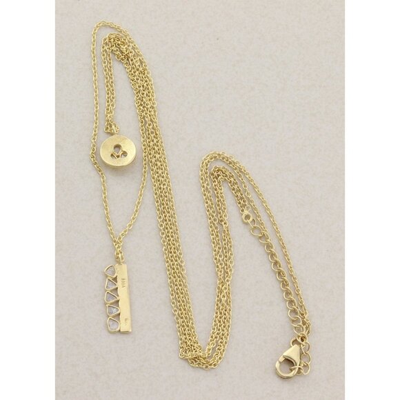 Gold Over Sterling Silver Polki Diamond Slice Layered Necklace 20" to 22" - Picture 9 of 9